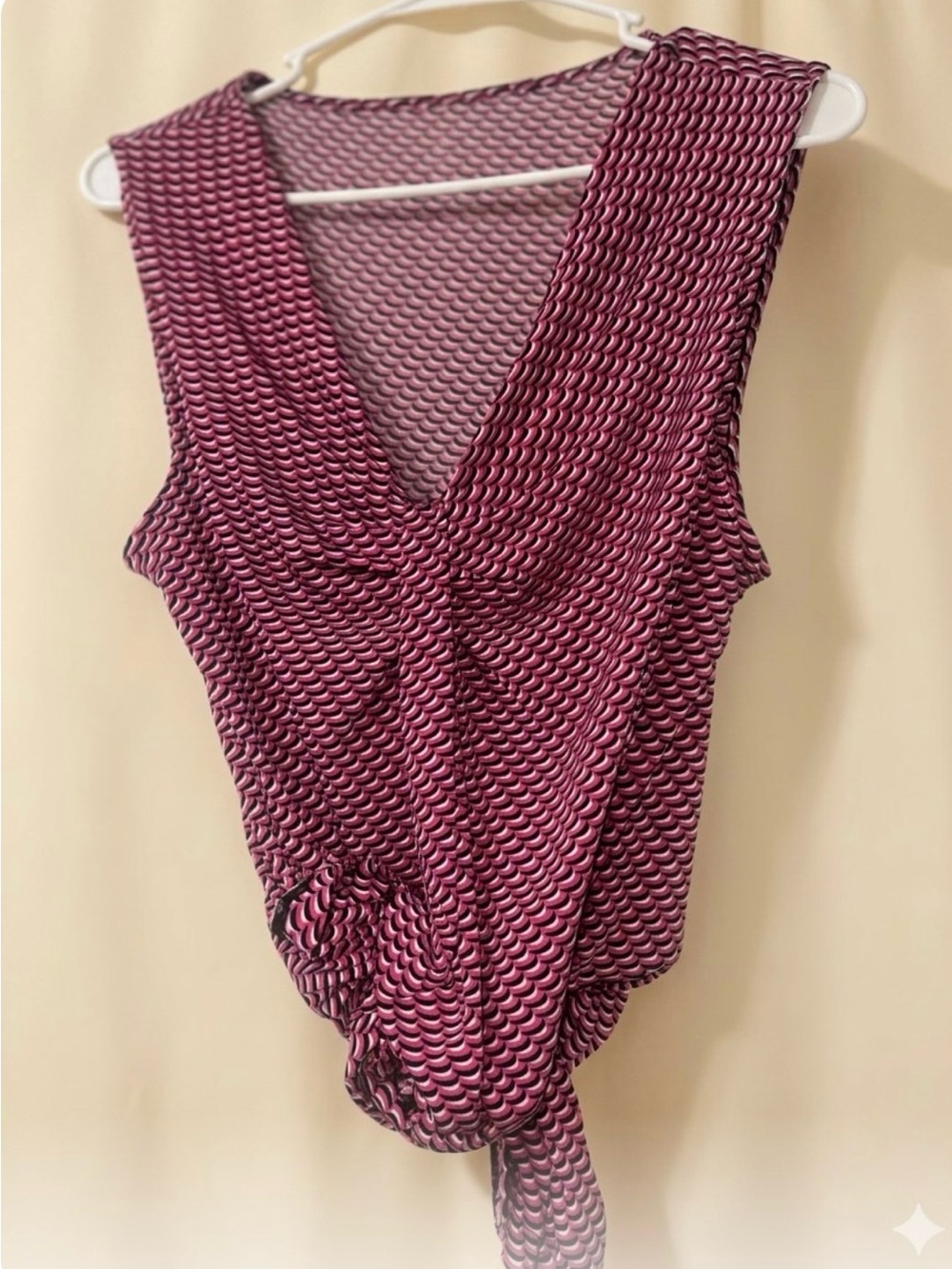 Worthington Pink Pattern Sleeveless Surplice Tie-Front Camisole